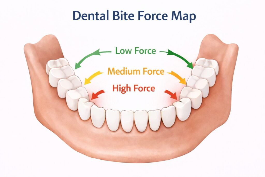 Different teeth handle different levels of pressure, which influences the crown material your dentist may recommend.