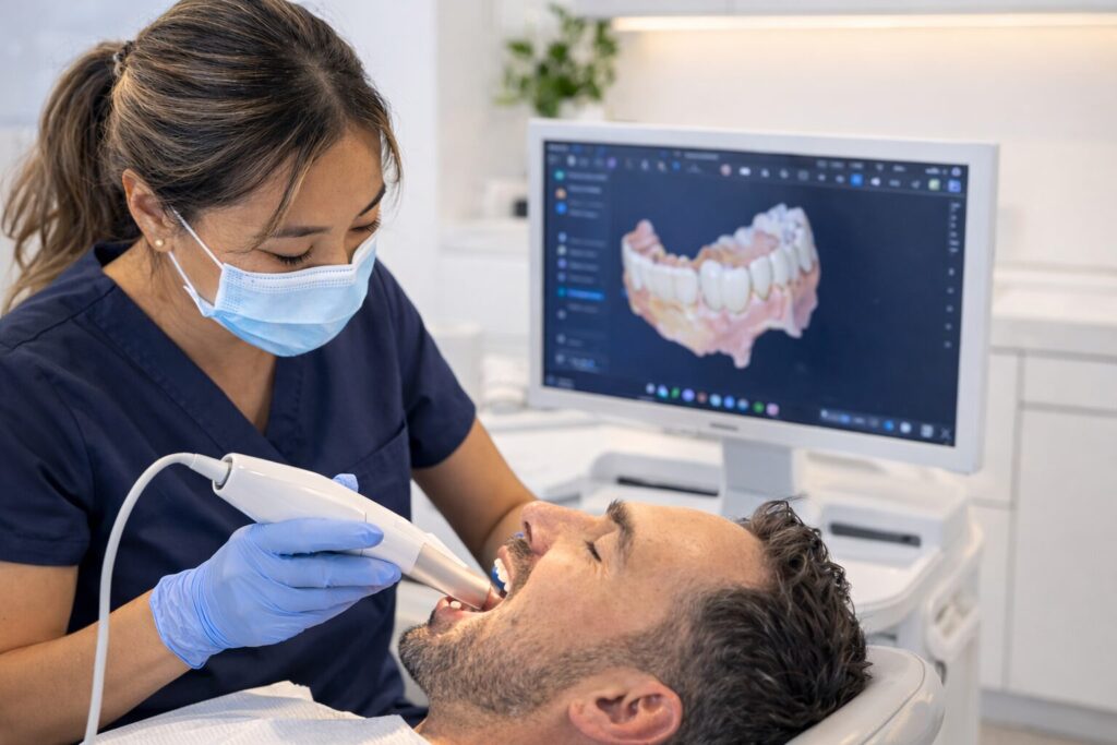 Digital intraoral scanning replaces traditional impression moulds for CEREC crown cases