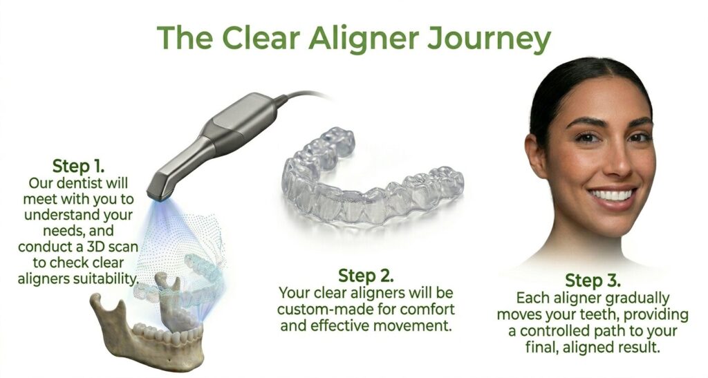 Is Clear Aligners right for you? To find out, book a Clear Aligner assessment including 3D scan with your dentist